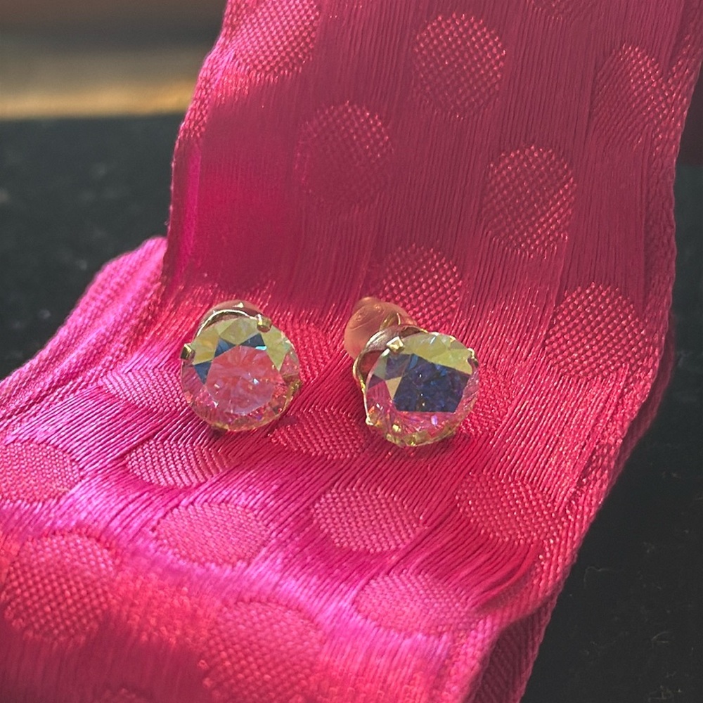 NWOT 925 Sterling Silver Round Aurora Borealis AB Earrings Studs